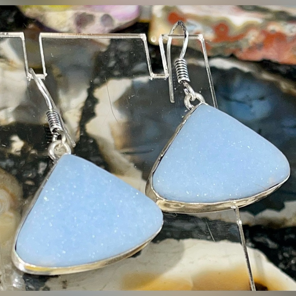 Blue Anhydrite Angelite Earring 1 1/2”
